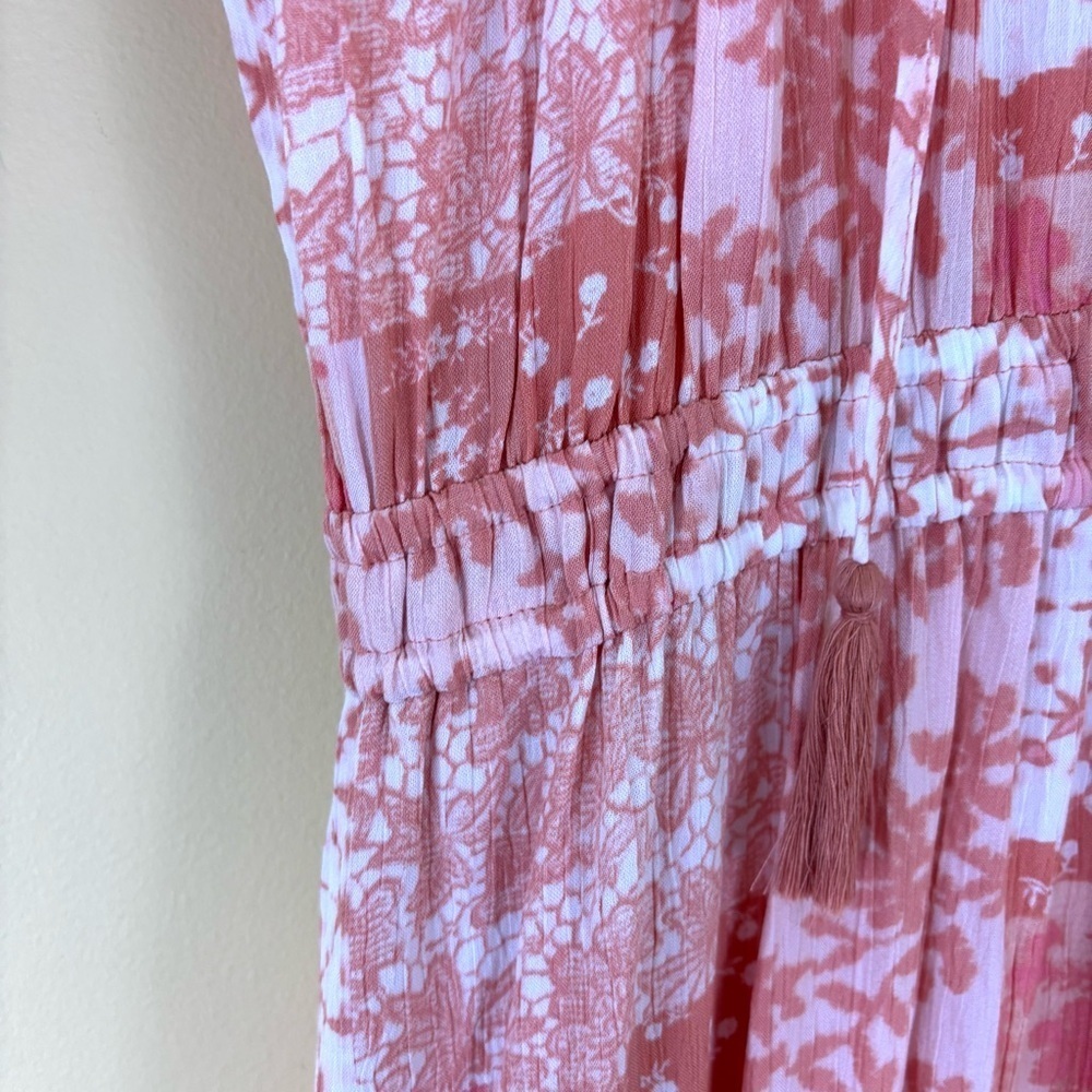 NWT FRYE AND CO. Pink and White Rayon Short Sleeve Ruffled Maxi Sundress (XXL) - Picture 6 of 15